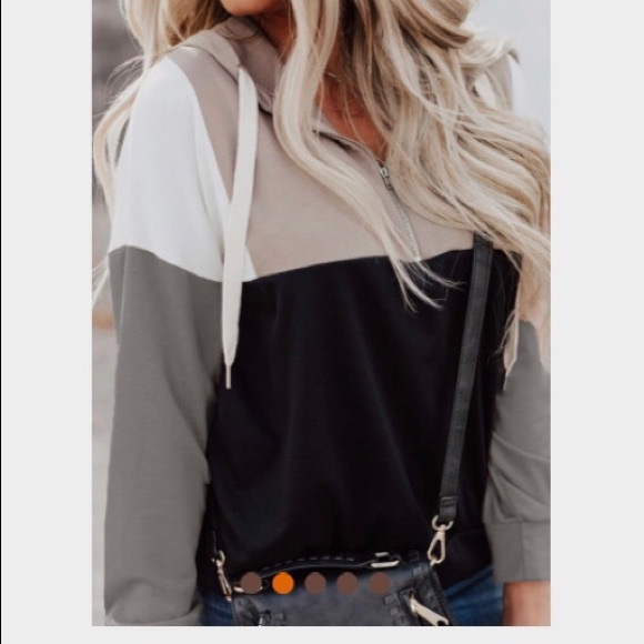 Hoodie, Quarter-Zip, Color Block, Small & Large - Picture 5 of 6